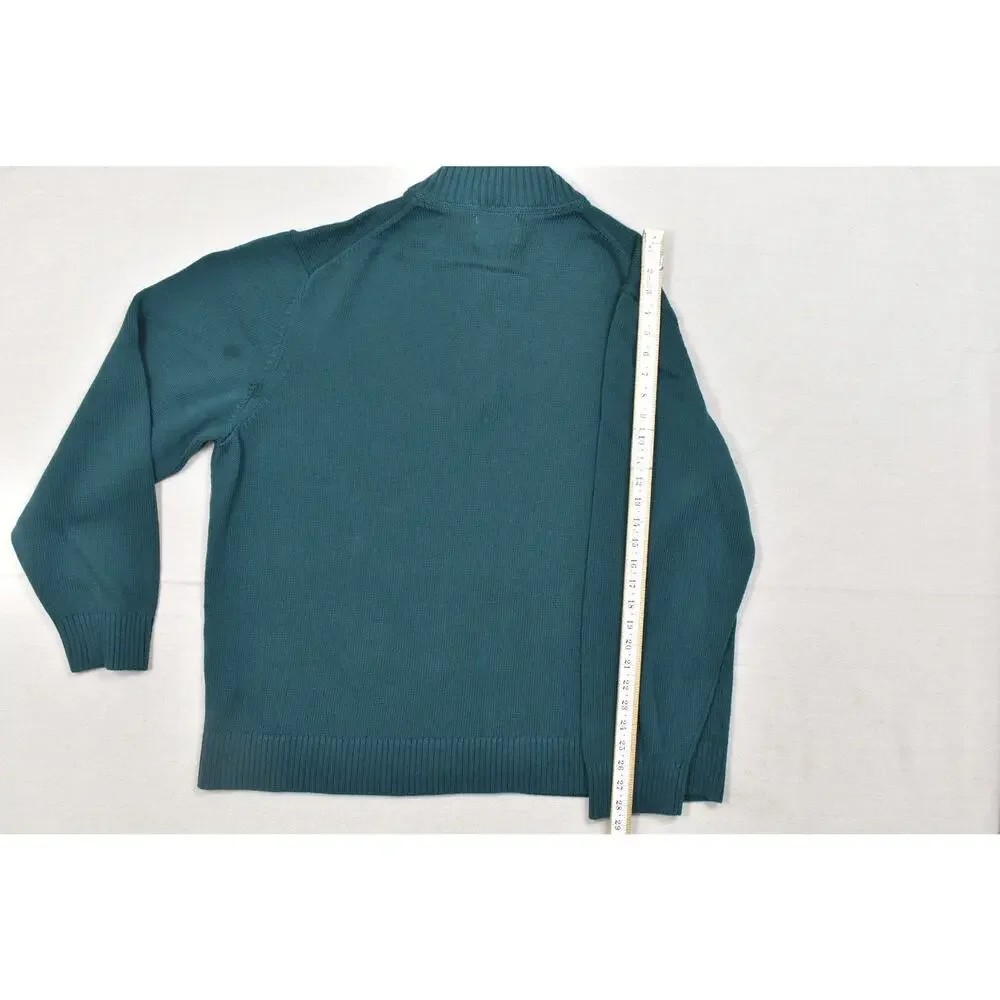 St. John's Bay 3XL Mens Quarter Zip Pullover Sweater Teal Green 100% Cotton Big